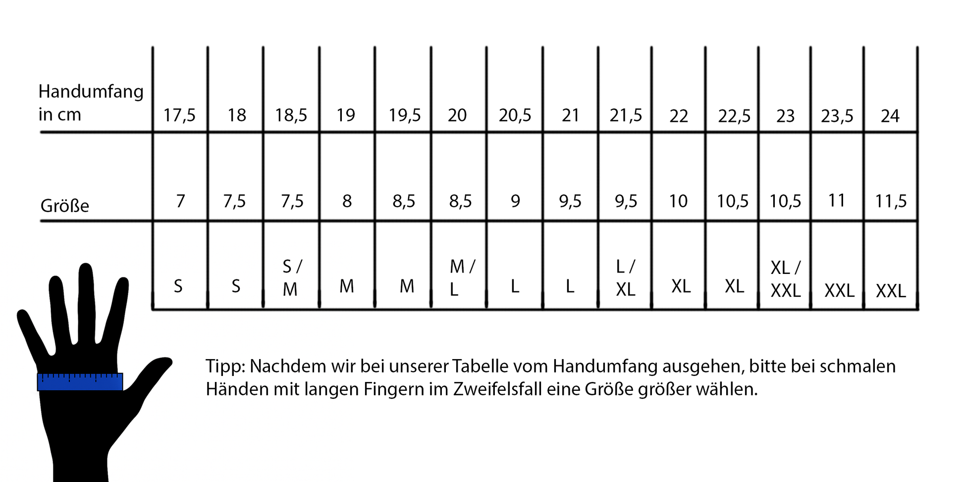handschuhe tabelle Handschuhe "Nublo" – UP International